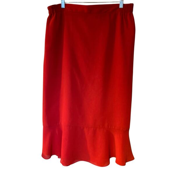 Tally Taylor Red Trumpet Midi Skirt SZ 18 W Lined Layered Christmas 90's VTG - Picture 1 of 6